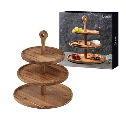 GATHER ROUND ACACIA 3 TIER SERVING TOWER