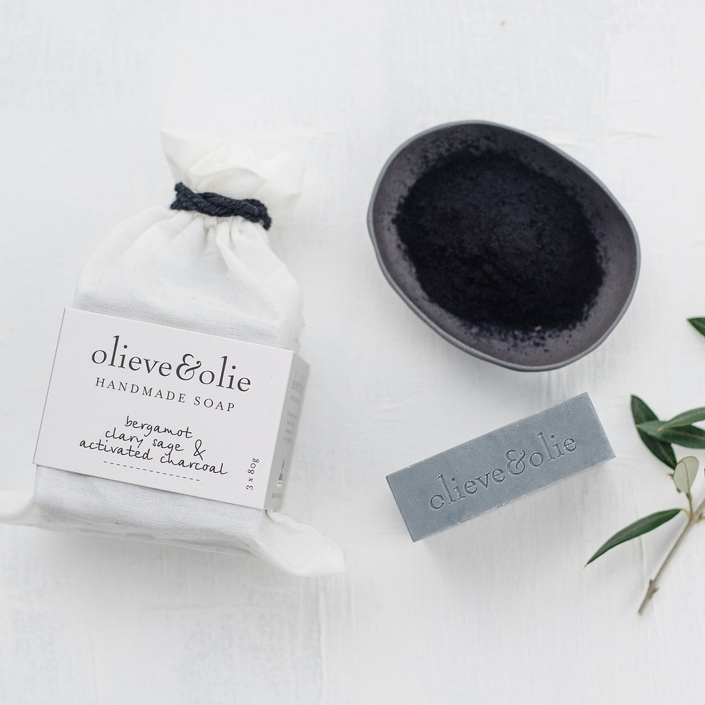 Bergamot Clary Sage and Activated Charcoal Soap 3 Bars