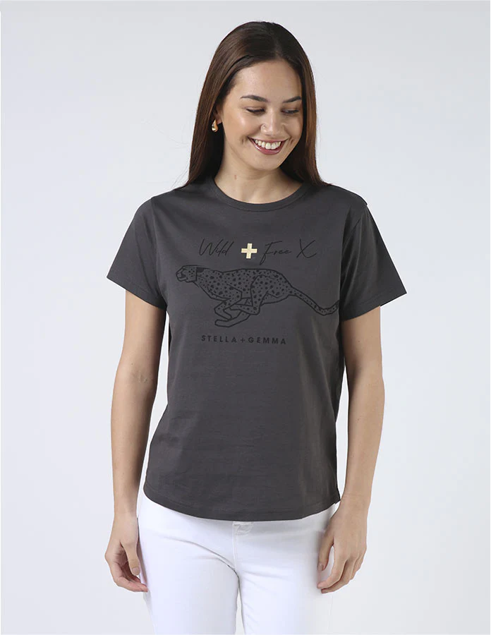 Grey Snow leopard Tee
