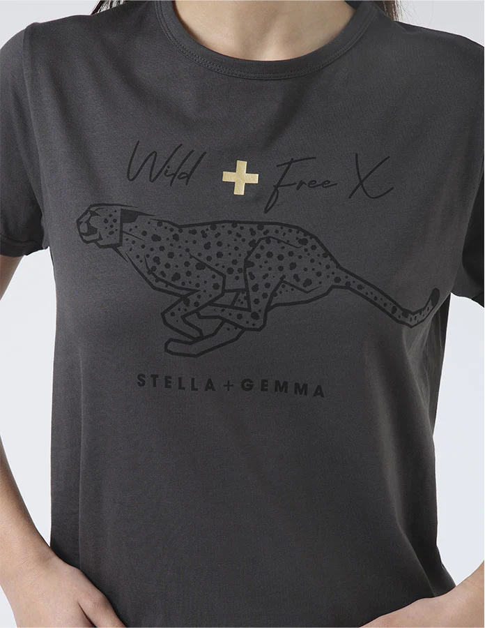 Grey Snow leopard Tee