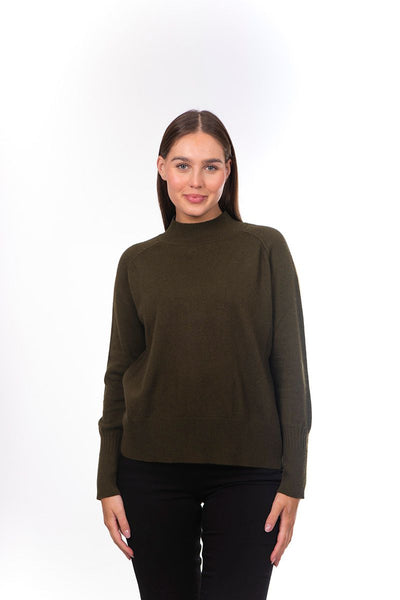 FIELDS SIDE RIBBED PULLOVER - OLIVE GREEN