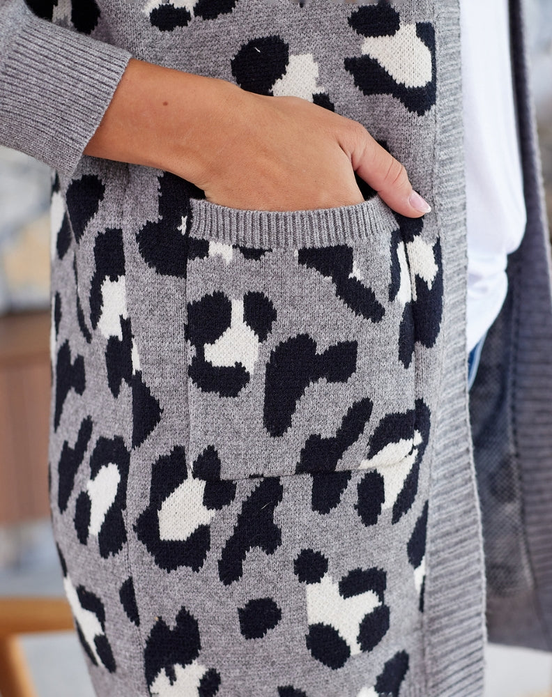 Leopard Cardi Grey