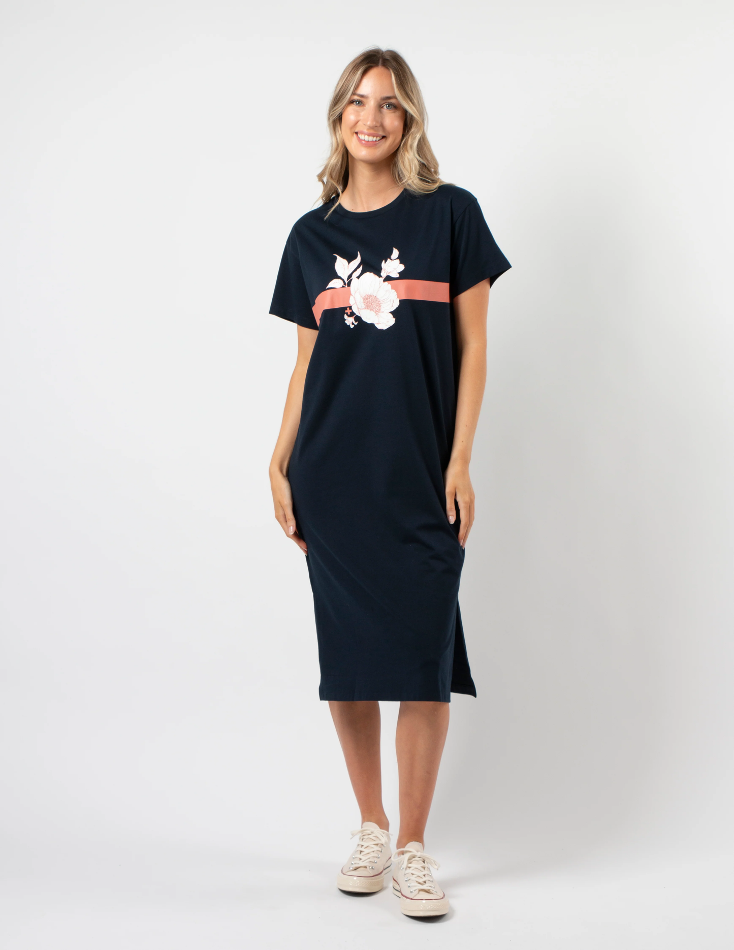 Maxie T shirt Dress - Navy Rose
