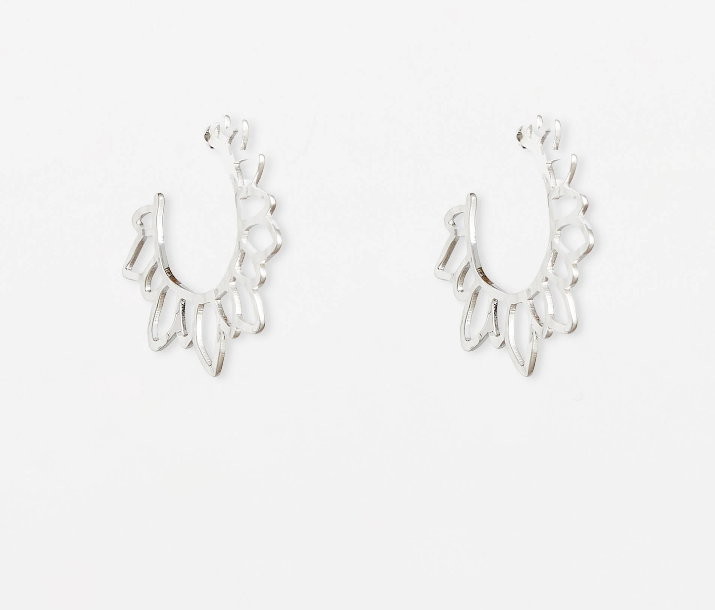 Silver Tulip Hoop Earrings