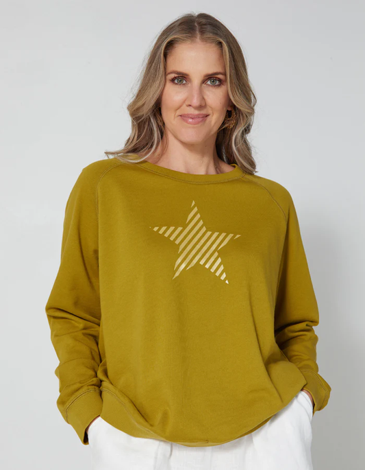Gold Stripe Star Sweater