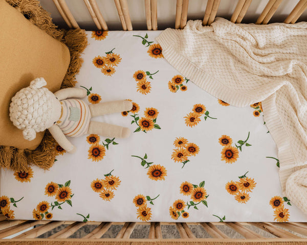 SNUGGLE HUNNY SUNFLOWER FITTED COT SHEET