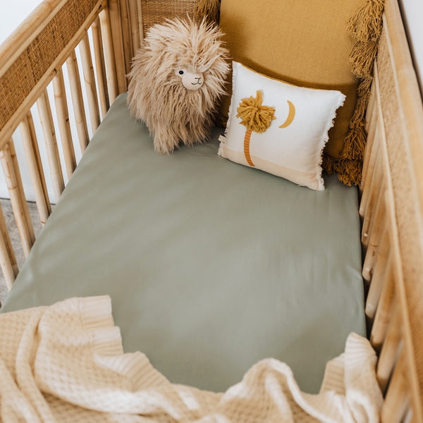 SNUGGLE HUNNY SAGE FITTED COT SHEET