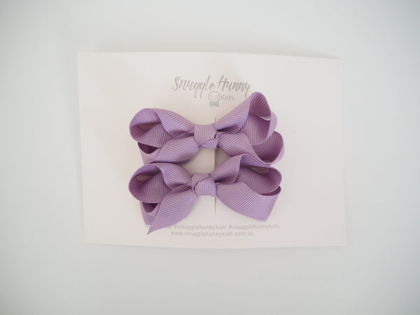 SNUGGLE HUNNY LILAC CLIP BOW - SMALL PIGGY TAIL PAIR