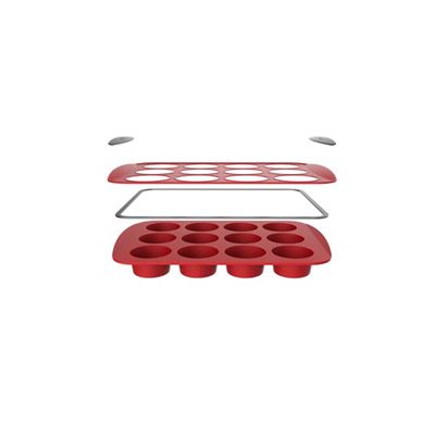 DAILY BAKE SILICONE 6 CUP JUMBO MUFFIN PAN - RED