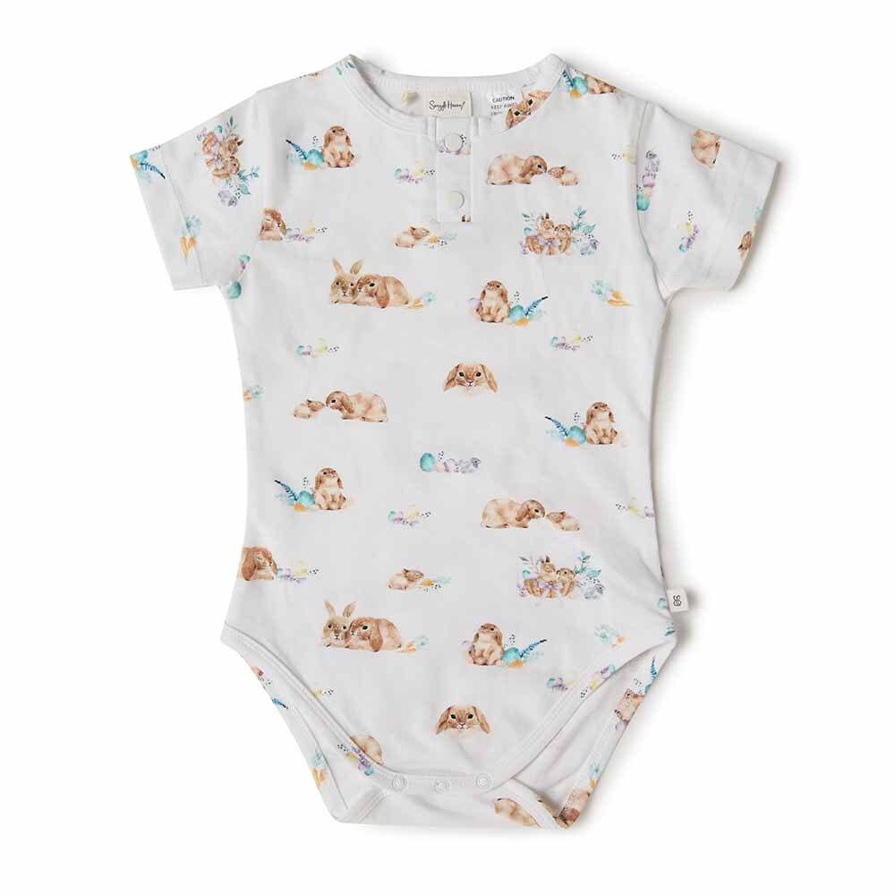 SNUGGLE HUNNY - EASTER SHORT SLEEVE ORGANIC BODYSUIT