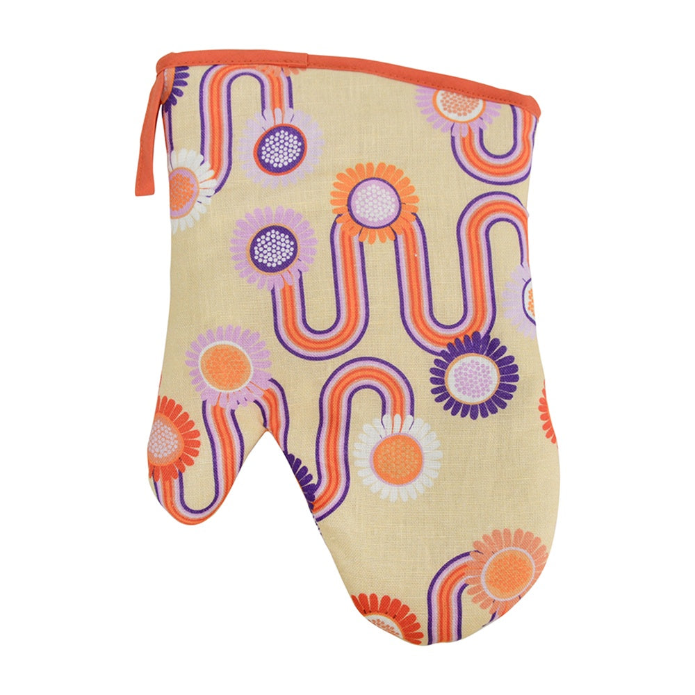 LINEN OVEN MIT - GROOVY RAINBOWS