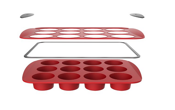 DAILY BAKE SILICONE 12 CUP MUFFIN PAN - RED