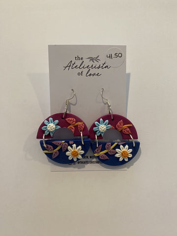 THE ATELIERISTA OF LOVE EARRINGS - PURPLE AND BLUE FLORAL MIX