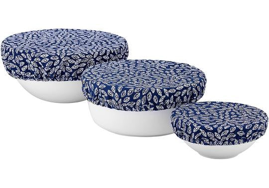 LADELLE NAVY FLOWERS BOWL COVERS - 3PK